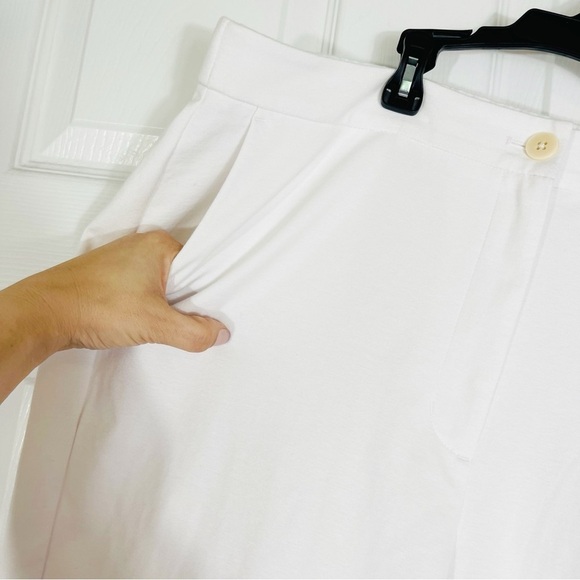 EILEEN FISHER White Organic Cotton Elastic Waist Knit Pants - LARGE - Picture 4 of 10